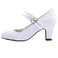 Scarpe da sposa con tacco spesso in pizzo bianco scarpe da sposa con tacco alto e punta tonda scarpe da damigella d'onore - Pagina 3