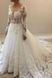 Abito da sposa A-Line XL Tulle Pizzo Overlay Maniche Lunghe indietro trasparente - Pagina 1