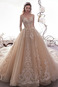 Abito da sposa Applique Corpetto ingioiellato Treno reale A-Line Shiena Sheer - Pagina 1