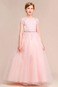 Abito cerimonia bambina Pizzo Overlay Alle Caviglie Cinghia in rilievo Tulle - Pagina 1
