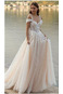 Abito da sposa Romantici A-Line Tulle Treno di spazzata Spiaggia Naturale - Pagina 1