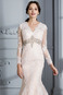 Abito da sposa Lungo Perline Quanto V-Scollo Naturale Pizzo Overlay - Pagina 6