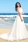 Abito da sposa Bateau Bottone Gonna lunga A-Line Illusione maniche - Pagina 2