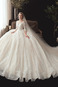 Abito da sposa A-Line Maniche a 3/4 Allacciato Bateau Illusione maniche - Pagina 1