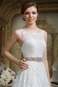 Abito da sposa Pizzo Lungo A-Line Allacciato Cinghia in rilievo Gioielli di cristallo - Pagina 3