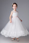 Abito cerimonia bambina decorato Pizzo Overlay Senza Maniche Raso Fiocco Autunno - Pagina 1