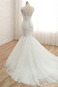 Abito da sposa Sirena Pizzo Formale Naturale Pizzo Overlay Collo drappeggiato - Pagina 4