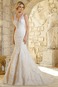 Abito da sposa Applique All Aperto V-Scollo Lungo Pizzo Naturale - Pagina 1