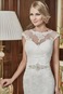 Abito da sposa Pizzo Gioielli di cristallo Allacciato Naturale Con Giacca - Pagina 3