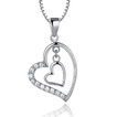 Argento diamante a forma di cuore di donne breve intarsiato collana pendente