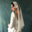 Velo stile cappello retrò velo di pizzo tempestato di diamanti accessori da sposa velo