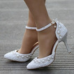 Sandali tacco alto sandali di strass con perline scarpe da sposa bianche