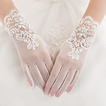 Guanti da sposa Breve Pieno finger Estate Decorazione Perline Bianco