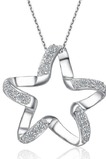 Clavicola donne argento cinque punte diamante intarsiato stella & collana