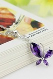 Moda viola diamante intarsiato insetto argento collana &