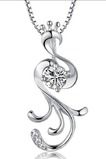 Donne moda pavone collana & pendente argento intarsiate del diamante