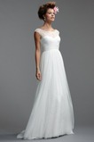 Abito da sposa Semplici Bateau Maniche Corte A-Line Alta Coperta Pick-Ups