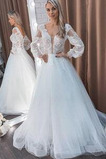 Abito da sposa T-Shirt abbondante Corpo a pera Maniche Lunghe Naturale