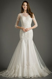 Abito da sposa Naturale Primavera Lace Coperta Maniche Lunghe Petit Bateau
