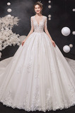 Abito da sposa Principessa Pudica Pizzo francese V-Scollo Primavera