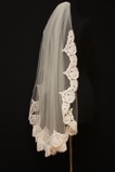 Velo da sposa Lungo Breve Applique Avorio Con il pettine Pizzo