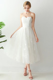 Abito da sposa Sotto Ginocchio in pizzo Allacciato Tulle a linea Spaghetti spalline