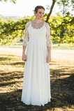 Abito da sposa Impero A Terra in pizzo Pizzo Overlay Cerniera Pizzo