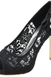 Scarpe con strass in pizzo con tacco alto e plateau con tacco super sexy