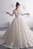 Abito da sposa T-Shirt Lace Coperta Maniche Lunghe Super Satin Applique