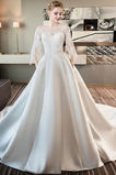 Abito da sposa Formale Bateau Quanto A-Line Raso Gonfio