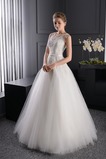 Abito da sposa Pizzo Lungo Senza Maniche Naturale Ball Gown Allacciato