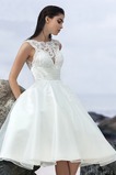 Abito da sposa A-Line Sotto Ginocchio Naturale Bateau Organza Schiena Nuda