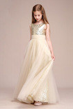 Abito cerimonia bambina Primavera Tulle A-Line Corpetto con paillettes paillettes