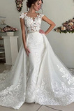 Abito da sposa Piccola t Lungo Naturale Festoni abbondante Corpo a pera