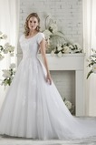 Abito da sposa Applique Lungo Tondo Alta Coperta Primavera Tulle