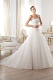 Abito da sposa Pizzo senza spalline A-Line Schiena Nuda Applique Senza Maniche