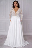 Abito da sposa Spiaggia Formale T-Shirt Autunno Profondo V-scollo