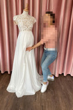 Abito da sposa Maniche Corte A Terra alta vita/cintola sarsenet Previsione