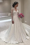 Abito da sposa Profondo scollo a v Pudica Applique Illusione maniche