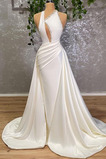 Abito da sposa Senza Maniche Naturale Formale Raso Perline unbacked