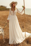 Abito da sposa Maniche Corte a linea Primavera Tulle Naturale decorato
