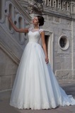 Abito da sposa Gonna lunga Cappellini Bendaggio Maniche Corte A-Line