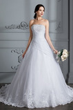 Abito da sposa Allacciato Pizzo francese A-Line senza spalline Naturale