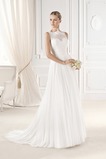 Abito da sposa Chiffon Applique Senza Maniche Bateau Lungo in Pizzo