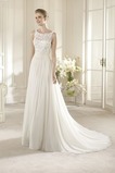 Abito da sposa A-Line Gonna lunga Chiffon Increspato Estate Schiena Nuda