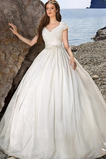 Abito da sposa Ball Gown Chiesa inobtrusive V-Scollo Applique Allacciato