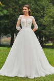 Abito da sposa Inverno Bateau trendiness all'aperto A-Line Naturale