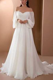 Abito da sposa sarsenet Maniche Lunghe Impero Profondo scollo a v