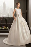 Abito da sposa Naturale Fiocco Bateau Super Satin Formale A Terra