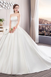 Abito da sposa senza spalline Senza Maniche Super Satin Festoni Treno reale